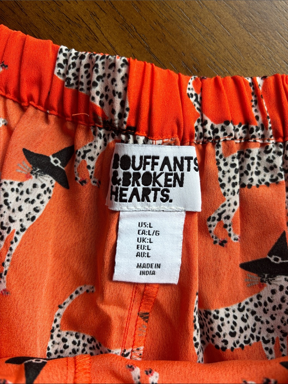 Bouffants & Broken Hearts Orange Dalmatian Print Pull-On Shorts - Picture 3 of 4
